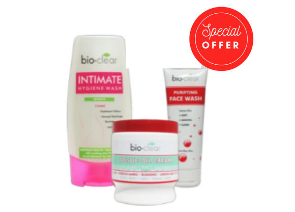 Bio-clear Intimate Hygiene Wash, Purifying Face Wash, Grace Tissue Oil Cream